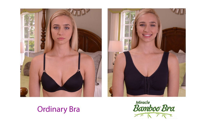 Miracle Bamboo 3 Pack Bras Front Closure - White, Black & Nude 34b