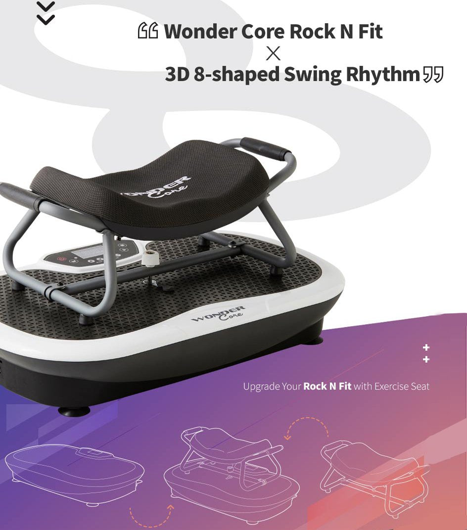 Rock n fit vibration plate trainer with exercise seat by wonder core 2025
